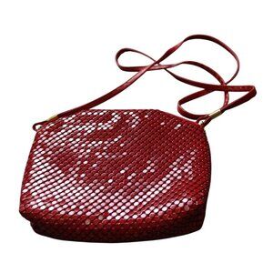 Red Metal Mesh Shiny Crossbody Purse Zip Closure Holiday Christmas Date Night